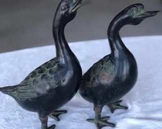 Pair of cast bronze Japanese geese - 1950’s  rare item if interested you may contact the seller