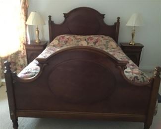 Colonial style queen-sized bed with side tables, and tall boy - beautiful set