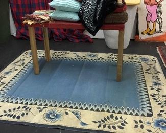 Signed oil cloth rug