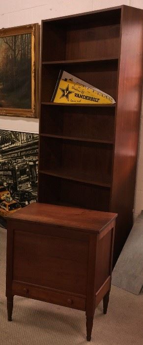 Kentucky sugar chest.  Tall wood bookcase.