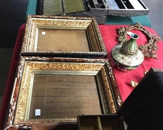 Antique frames, writing travel box