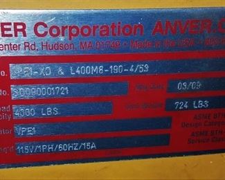 Anver VPE1 4-ton sheet lifter