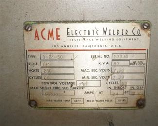 Acme rocker arm spot welder model 3-24-50