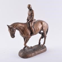 Nancy Welmer-Belden Sculpture of an Equestrian Entitled COLLECTED TROT