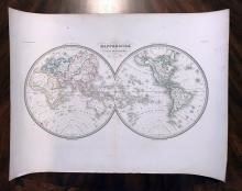 Mappemonde en Deux Hemispheres [World Map in Two Hemispheres] by Conrad Malte-Brun, c.1846, From Precis de la Geographie Universelle Par Malte-Brun; Nouvelle Edition (Hout)