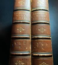 2v Set of THE BOOK OF DAYS A MISCELLANY OF POPULAR ANTIQUITIES, edited by R. Chambers, 1869 - Antique Leather Books