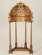 Rare 17th c. Carved Giltwood Dome Top Alterpiece - Hanging Pyx, Reliquary