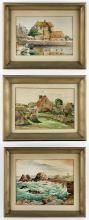 Lot of 3 French Watercolor Paintings by Rene Chausson