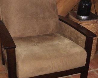 Suede and Wood armchair
