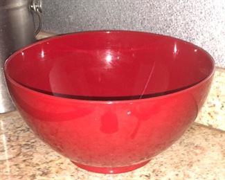 Red serving bowl