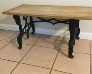 Low Table with Vintage Sewing Machine Stand Legs https://ctbids.com/#!/description/share/273045