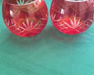 Pair of Orange Cut Glass Candleholders https://ctbids.com/#!/description/share/273018