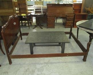 Full size bed and granite top coffee table