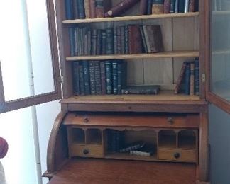 Antique secretary desk with pull out table (books not included) - $250