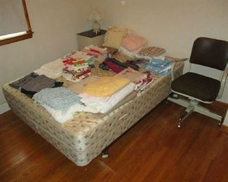 Bed, Bedding and Office Chair
