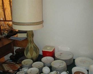 set of china and table lamp