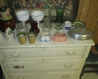 dresser and glassware