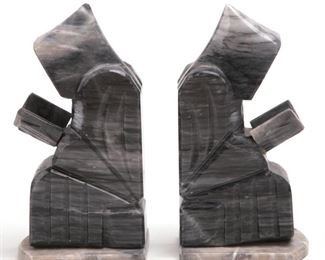 Gray marble monk book ends
