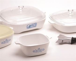 Assorted corning ware with lids & handle