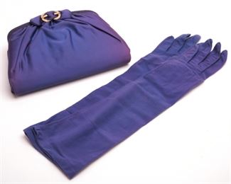 Vintage Periwinkle clutch & gloves