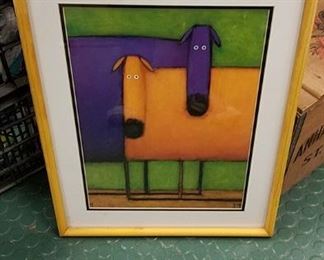 Purple and Orange Dogs 2x Matted 21x17 Framed Art Print by Daniel Kessler