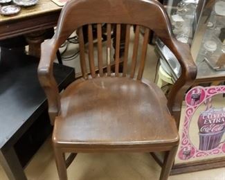 Antique solid wood juror/banker library chair