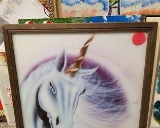 Vintage Exclusively licenced by Custom Images Inc. framed Unicorn poster 21-7/8"W x 21.75"H
