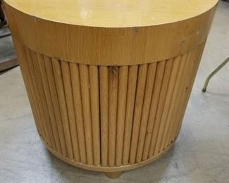 Blonde wood barrel table 20" diameter x 20"H