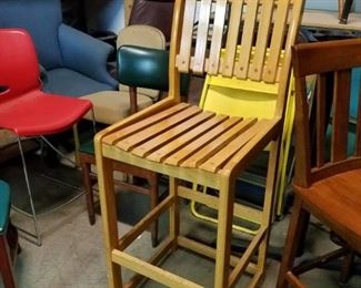 Extra Tall slatted wooden chair