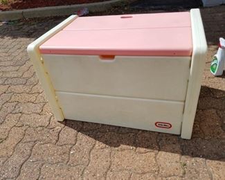Retired 36" pink & white Little Tikes poly toy box