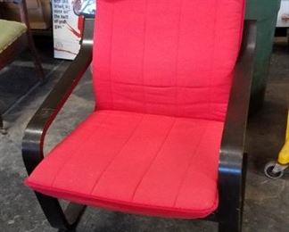 Ikea poang chair with red cushion