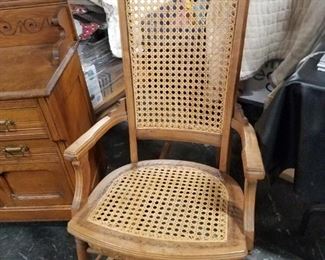 Antique Cane back and seat rocking chair