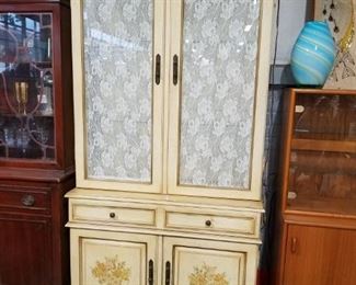 French Provincial lighted china cabinet