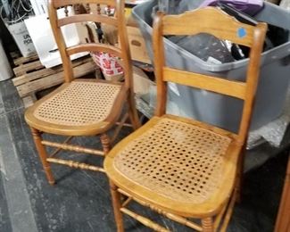 2 Assorted Antique Cane back and seat side chairs