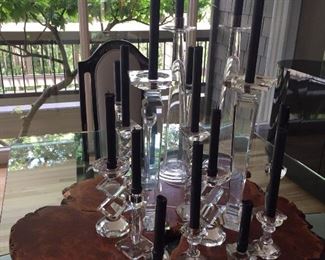 assorted crystal candleholders