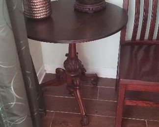 Tripod Table, Metal Painted Vase