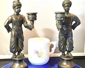 Shaving Mug, Spelter Candles