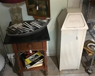 Metal Trash Can & Assorted