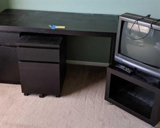 	Desk, TV Stand, File Cabinet and TV
