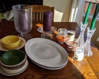	Candles and Vintage Plates, Platters