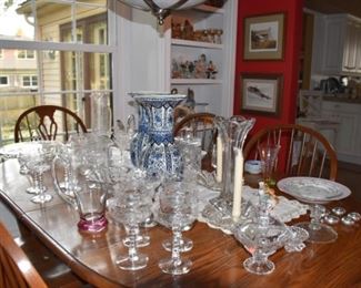 Beautiful Dining Room Table with Chairs Glassware  Vases