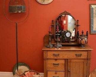 Bird Cage, Candle Sticks, Decorator Plate, Commode/Dry Sink, Fans, Clock