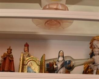 Pink Depression Glass, Religious Figurines, Icons