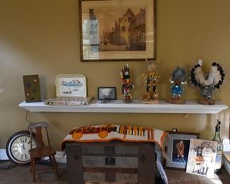 Bird Game, Wood Chair, Clock, Lamp, Kachina Dolls, Art, Trunk, Tapestry, Sports,