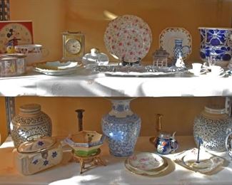 Disney, Mickey Clock, Clock, China Plates, Server, Covered Dish, Ginger jars, Tea Cups, Antique Bank