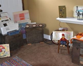 Ottomans, Art, Rug, Child's Chair, Frogs, Car Tray, Doll, Clock, Bird Game