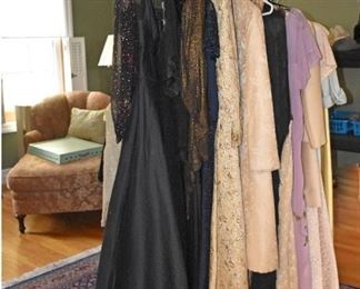 Circular Clothes Racks, Vintage Dresses, Coats 