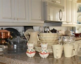 Copper Warming Dish, Vintage Pryex, S P, Truck Glasses, Dish Set