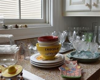 Glassware, Stemware, Novelty Bowls, Spoon Holder