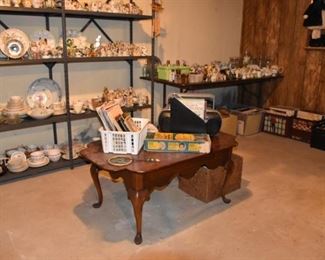 Hundreds of pieces of Vintage Dishes, Bowls, Salt Peppers, Tea Pots, Sugar  Creamers, Coffee Table, Radio, Marionette, Records, Sports